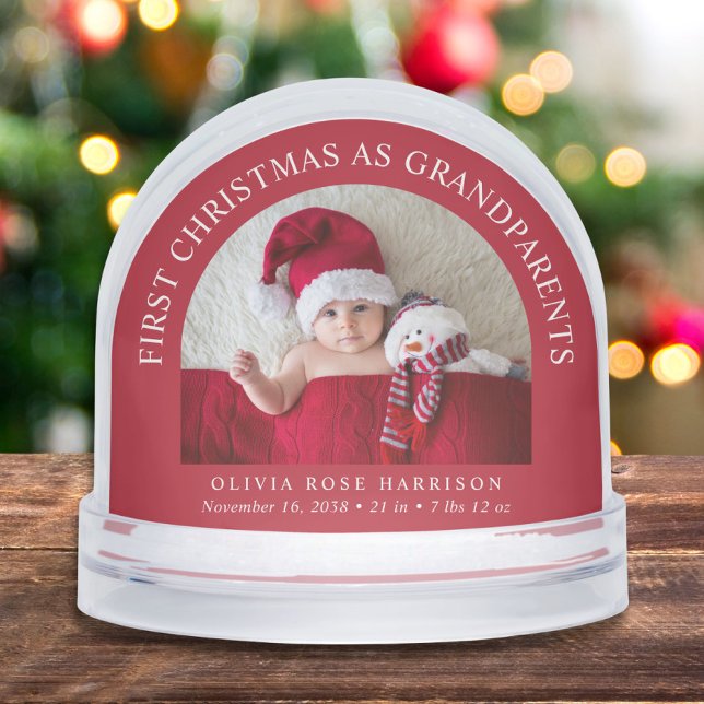 First Christmas As Grandparents Newborn Baby Photo Snowglobe (Creator Uploaded)