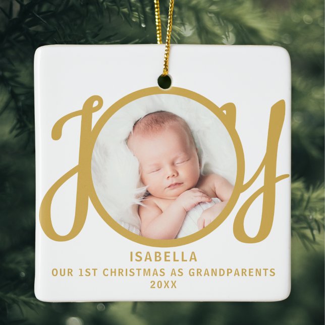 First Christmas As Grandparents Photo Keepsake Ceramic Ornament (Creator Uploaded)