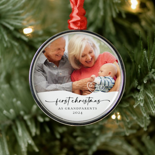 First Christmas As Grandparents Photo Keepsake Metal Tree Decoration (Tree)