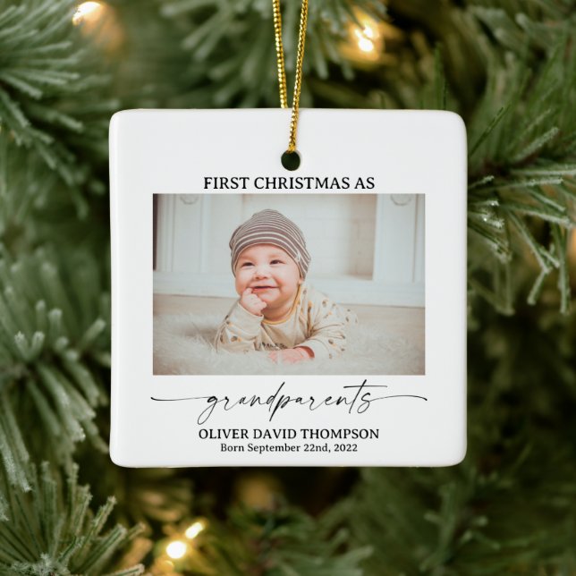 First Christmas as Grandparents Photo Ornament (Tree)