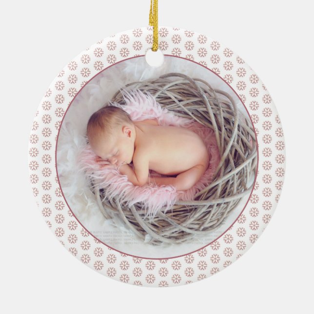 First Christmas as grandparents rose gold photo Ceramic Tree Decoration (Back)