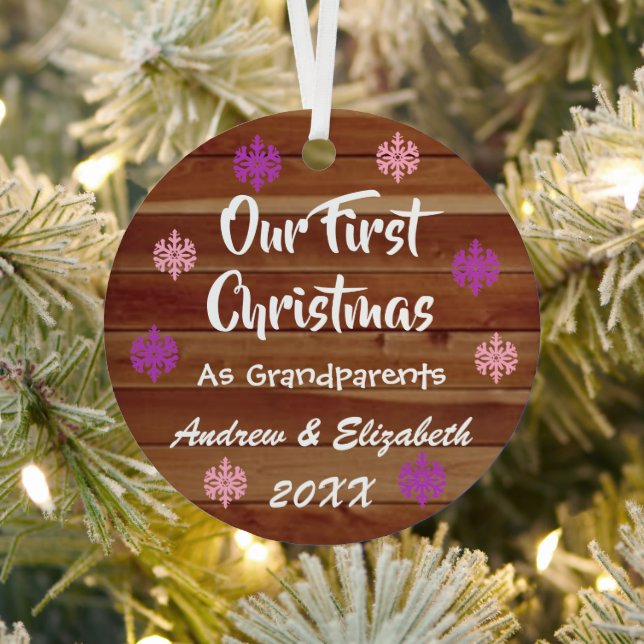 First Christmas As Grandparents Rustic Metal Tree Decoration (Insitu)