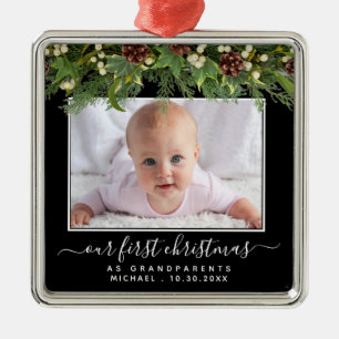 First Christmas as Grandparents Winter Greenery Metal Tree Decoration