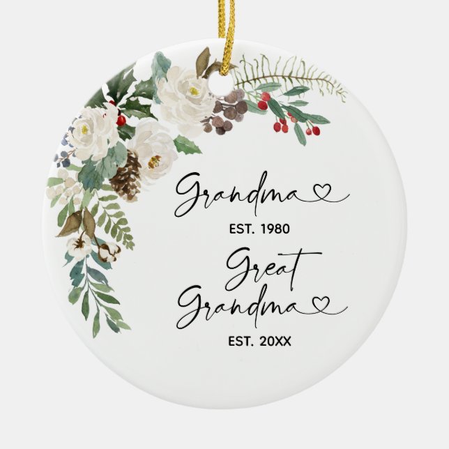 First Christmas as Great Grandmother Gift Ceramic Tree Decoration (Front)