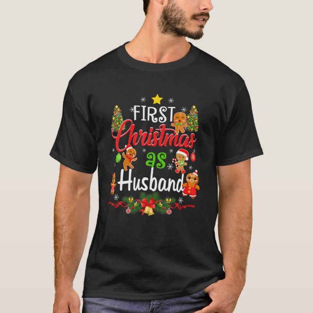 First Christmas As Husband Family Matching Pajama T-Shirt (Front)