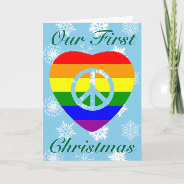 FIRST CHRISTMAS AS MARRIED GAY COUPLE HOLIDAY CARD (Front)