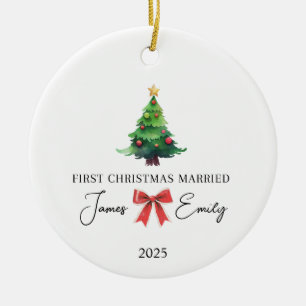 First Christmas As Married Ornament, Wedding Gift Ceramic Tree Decoration