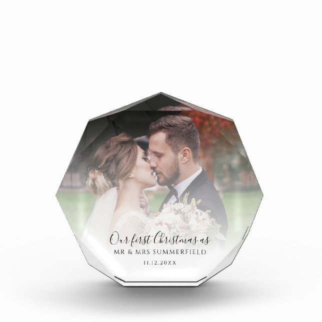 First Christmas As Married Wedding Photo Custom Block (Front)