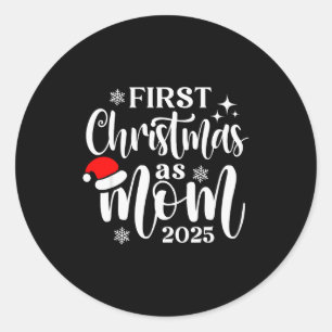 First Christmas As Mom 2025 Snowflake Xmas Family Classic Round Sticker