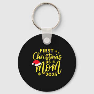 First Christmas As Mom 2025 Snowflake Xmas Family  Key Ring