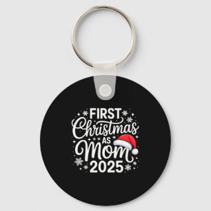 First Christmas As Mom 2025 Snowflake Xmas Family Key Ring