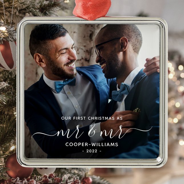 First Christmas as Mr and Mr LGBTQ Keepsake Metal Tree Decoration (Creator Uploaded)