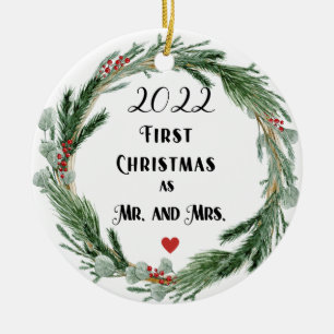 First Christmas As Mr and Mrs  Ceramic Tree Decoration