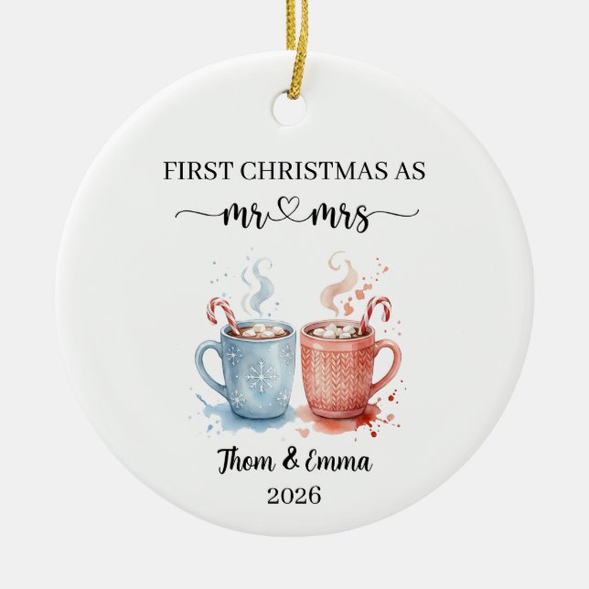 First Christmas As mr and mrs Married Ornament (Front)