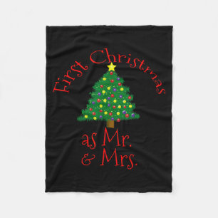 First Christmas As Mr And Mrs - Matching Newlyweds Fleece Blanket