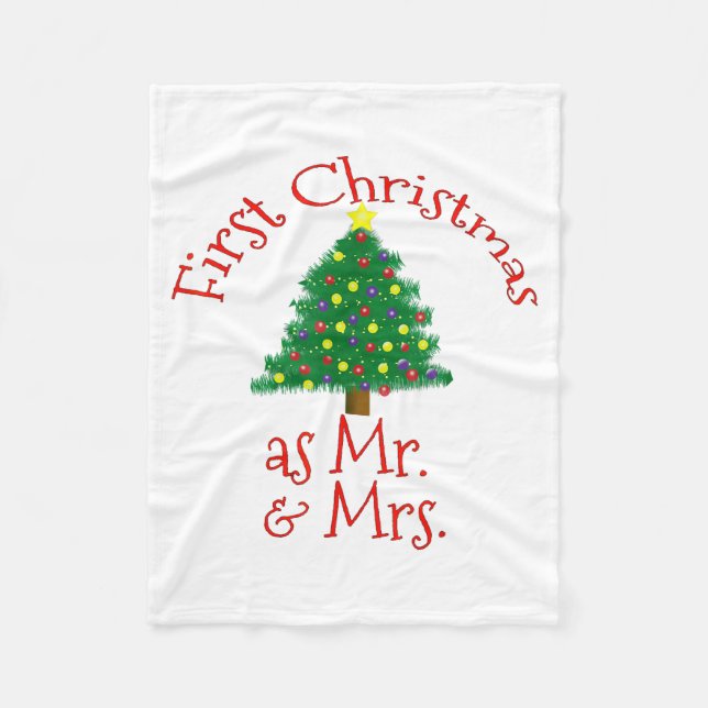 First Christmas As Mr And Mrs - Matching Newlyweds Fleece Blanket (Front)