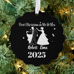 First Christmas As Mr & Mrs 2025 Personalised Tree Decoration Card