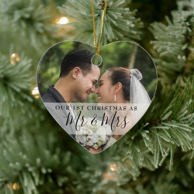 First Christmas As Mr & Mrs 2 Photo Ceramic Tree Decoration (Tree)