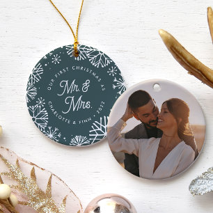 First Christmas As Mr. & Mrs.   Back Photo Ceramic Tree Decoration