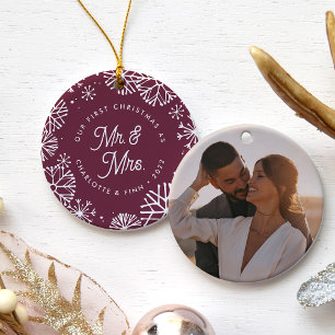 First Christmas As Mr. & Mrs.   Back Photo Ceramic Tree Decoration