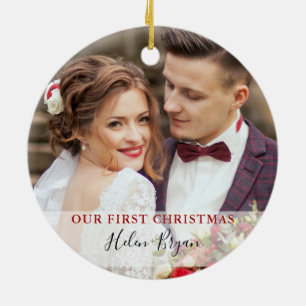 First Christmas as Mr. & Mrs. Custom Photo Ceramic Tree Decoration