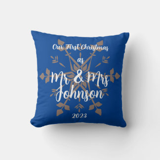 First Christmas as Mr & Mrs editable names & date Cushion