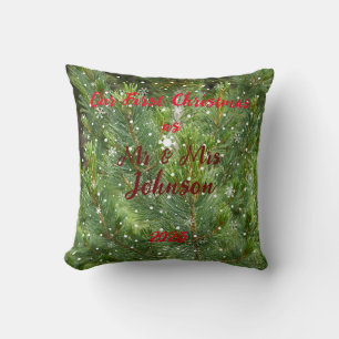 First Christmas as Mr & Mrs editable names & date Cushion