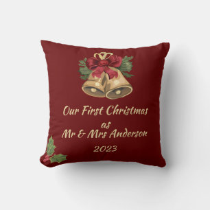 First Christmas as Mr & Mrs editable names & date  Cushion