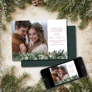 First Christmas as Mr. & Mrs. Elegant Greenery Holiday Card