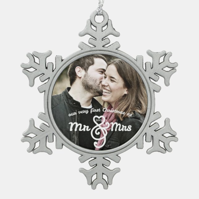 First Christmas as Mr & Mrs Keepsake Ornament (Front)