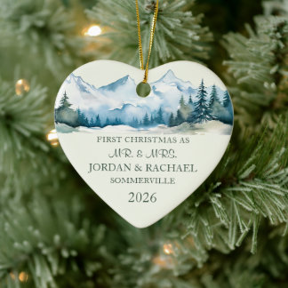 First Christmas as Mr. & Mrs. Personalised Wedding Ceramic Tree Decoration