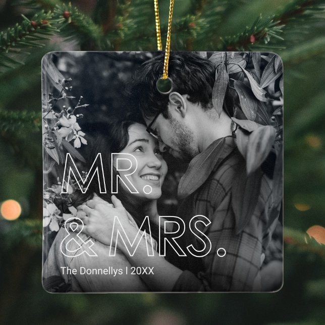First Christmas as Mr & Mrs Photo Ceramic Ornament (Creator Uploaded)
