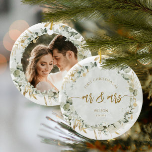 First Christmas As Mr & Mrs Photo Ceramic Tree Decoration