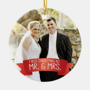 First Christmas as Mr. & Mrs. Photo Ceramic Tree Decoration