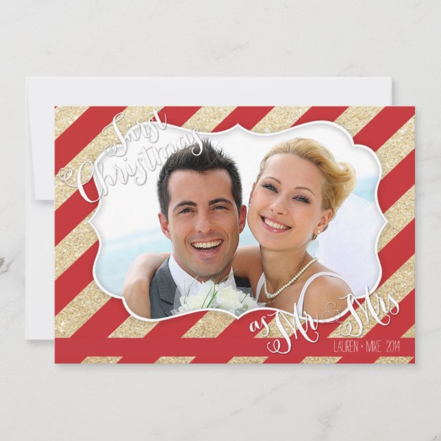First Christmas as Mr & Mrs Red and Gold Card (Front)