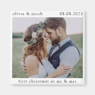 First Christmas as Mr & Mrs Wedding Photo Keepsake Magnet