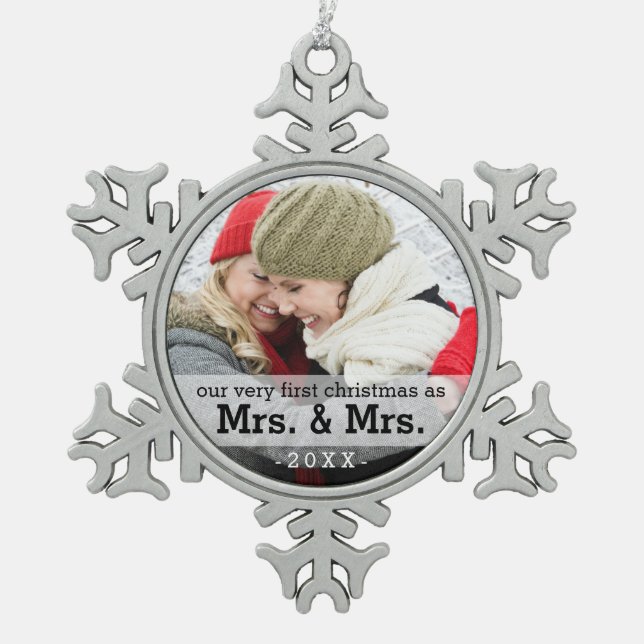 First Christmas as Mrs & Mrs Keepsake Ornament (Front)