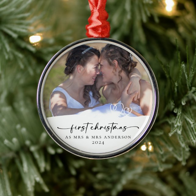 First Christmas As Mrs & Mrs Photo Keepsake Metal Tree Decoration (Tree)