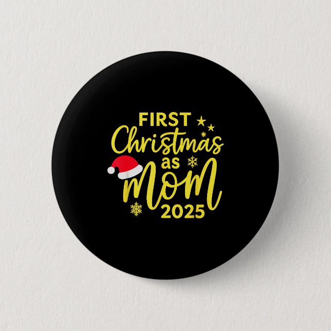 First Christmas As Mum 2025 Snowflake Xmas Family  6 Cm Round Badge (Front)