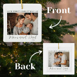 First Christmas as Mum and Dad Ceramic Ornament<br><div class="desc">Celebrate the joy of parenthood with our "First Christmas as Mum and Dad" Ceramic Ornament. This beautifully crafted ornament features a heartfelt message in elegant green script on the front, declaring "Our First Christmas as Mum and Dad" along with the year. You can add a cherished photo of your family...</div>