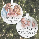 First Christmas As Mum Dad Baby Photo Ornament<br><div class="desc">First Christmas as Mummy & Daddy 2 Photo Ornament. Celebrate your first holiday season as new parents with this elegant, custom ornament. The front features a cherished photo—whether it's of your baby or a sweet moment shared between the two of you—adorned with the phrase "First Christmas as Mummy & Daddy"...</div>