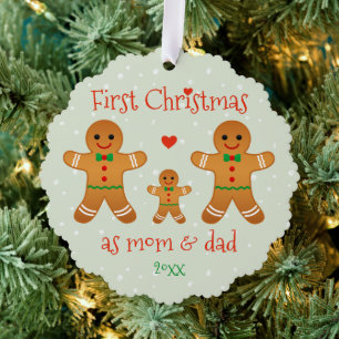 First Christmas as Mum & Dad - Gingerbread Men Tree Decoration Card