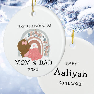 First Christmas as Mum & Dad New Baby Girl Ceramic Tree Decoration
