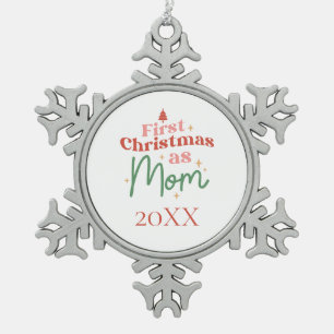 First Christmas as Mum New Mum Christmas Snowflake Pewter Christmas Ornament