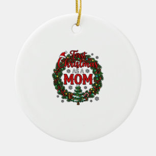 First Christmas As Mum Pine Wreath Tree Ceramic Tree Decoration