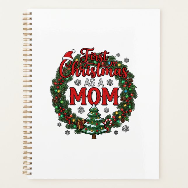 First Christmas As Mum Pine Wreath Tree Planner (Front)