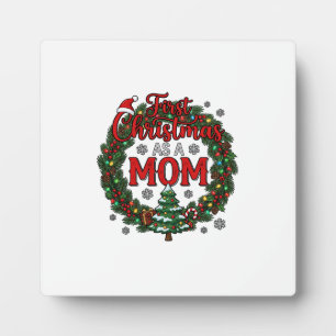 First Christmas As Mum Pine Wreath Tree Plaque