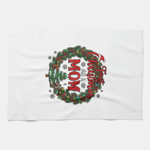 First Christmas As Mum Pine Wreath Tree Tea Towel