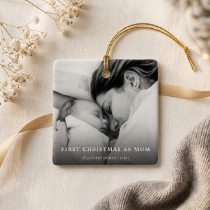 First Christmas as Mum Simple Photo Ceramic Ornament