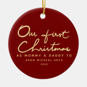 First Christmas as Mummy and Daddy with Photo Ceramic Tree Decoration